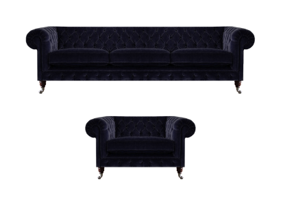 Wohnzimmer Set 2tlg Sofagarnitur Dreisitzer Sofa Sessel Einrichtung Chesterfield