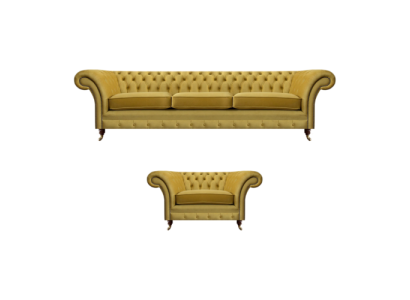 Chesterfield Luxus Set Polstermöbel Sofa Dreisitzer mit Sessel Wohnzimmer