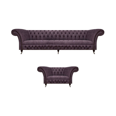 Garnitur Set 2tlg Design Dreisitzer Sofa Luxus Sessel Chesterfield Wohnzimmer