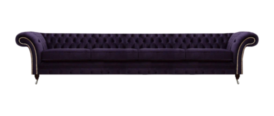 Polster Textil Lila Wohnzimmer Chesterfield Viersitzer Sofa Couch Polstermöbel