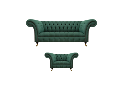 Luxus Wohnzimmer Komplett Grün Dreisitzer Sofa Chesterfield Sessel Neu Set