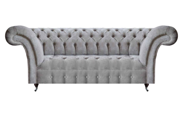 Modern Wohnzimmer Dreisitzer Sofa Polsteritz Grau Couch Chesterfield