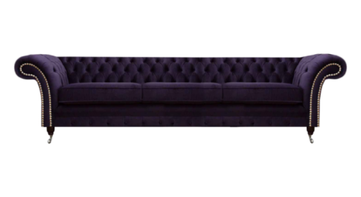 Design Chesterfield Wohnzimmer Dreisitzer Sofa Couch Lila Polstermöbel