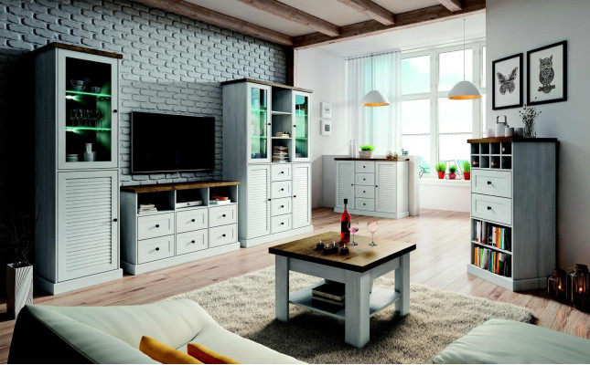 Landhaus Weiss Schrank Kommode Lowboard Anrichte Holz Buffet Kommoden Sideboard