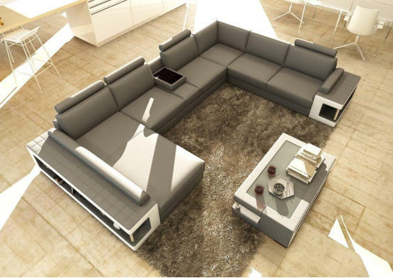 Wohnlandschaft Luxus Trend Kollektion Couch Ledersofa Sofa U Form Sitz