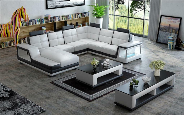 Wohnlandschaft U Form Ecksofa Couchtisch Sideboard Design Big Sofa Neu