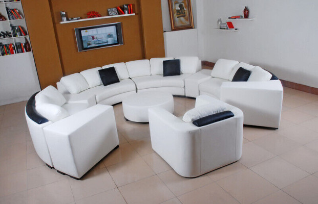 Wohnlandschaft Rund Ecksofa Leder Runde Couch Garnitur Sofa Couch Ecke