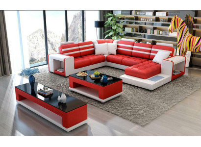 Ecksofa Polster Ecksofa U Form Couchtisch Sideboard Ledersofa Wohnlandschaft