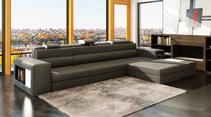 Ecksofa Ledersofa Wohnlandschaft L Form Sofa Deko Couch Polster Sitz Ecke