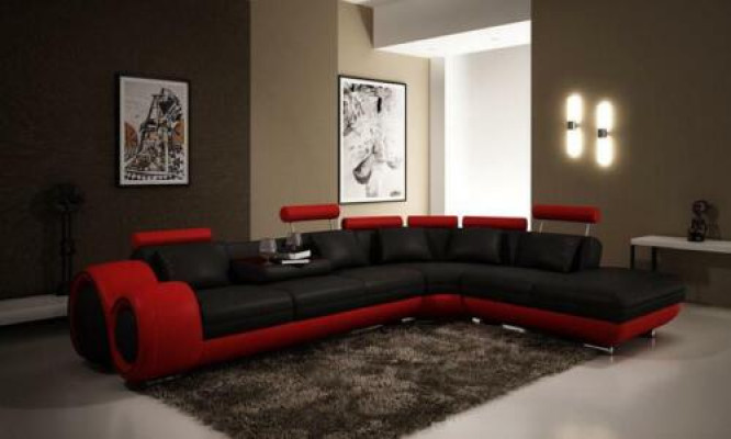 Ecksofa Sofa Couch Polster Wohnlandschaft Leder Sofas Garnitur LForm