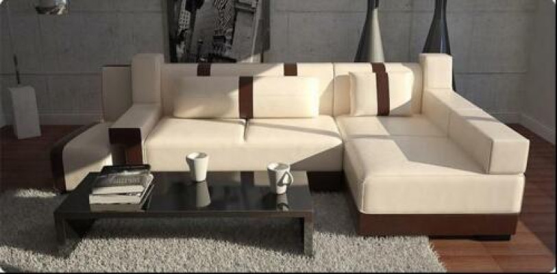 Ecksofa Sofa Couch Deko Polster Wohnlandschaft Leder Eck Sofas Garnitur