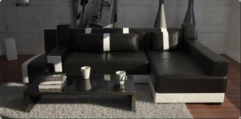 Ecksofa Sofa Couch Deko Polster Wohnlandschaft Leder Eck Sofas Garnitur