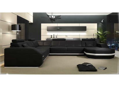 Ecksofa Ledersofa Big xxl U Form Wohnlandschaft Sofa Couch Deko Garnitur