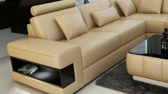 Ecksofa Ledersofa Polster Wohnlandschaft Couch Sofa Eckgarnitur U Form