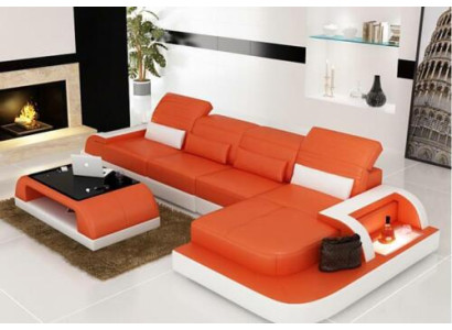 Ledersofa + Couchtisch Couch Wohnlandschaft Ecksofa Eck Garnitur Neu