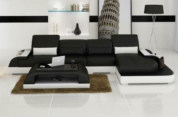 Ledersofa + Couchtisch Couch Wohnlandschaft Ecksofa Eck Garnitur Neu