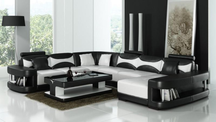 xxl big Wohnlandschaft U Form Ecksofa Sofa Couch Polster Garnitur Leder