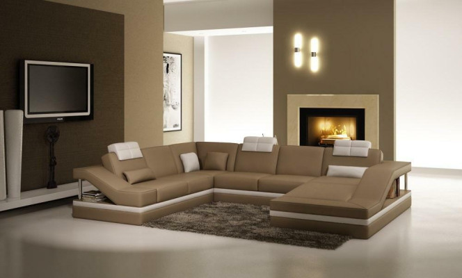 Ecksofa Ledersofa Polster Sofa Wohnlandschaft Couch Eckgarnitur U Form