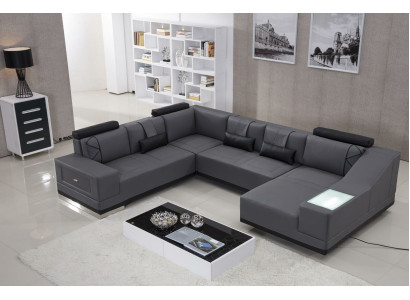Ecksofa Ledersofa Big xxl U Form Wohnlandschaft Deko Sofa Couch Garnitur