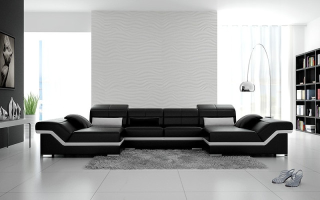 Ecksofa Sofa Couch Polster Wohnlandschaft Leder Ecke Garnitur U Form