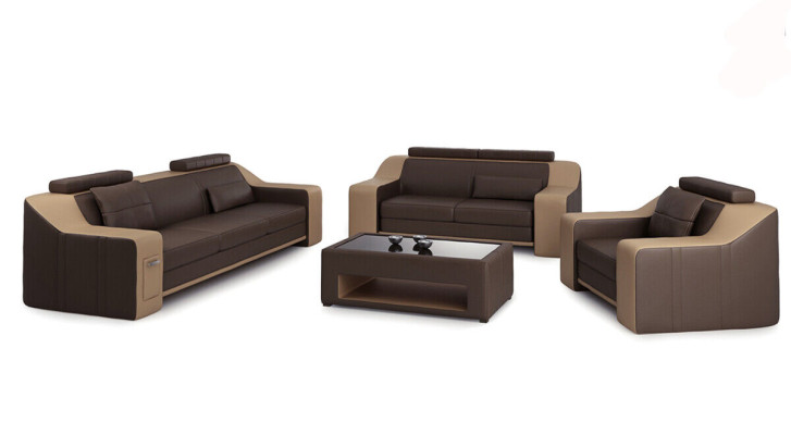 Ledersofa Couch Wohnlandschaft 3+2+1 Sitzer Garnitur Modern Sofa Garnituren neu