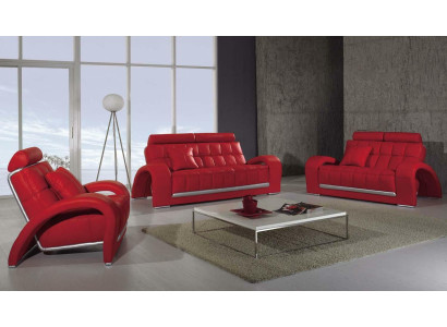 Ledersofa Couch Wohnlandschaft 3+1+1 Sitzer Garnitur Sofa Sofagarnitur