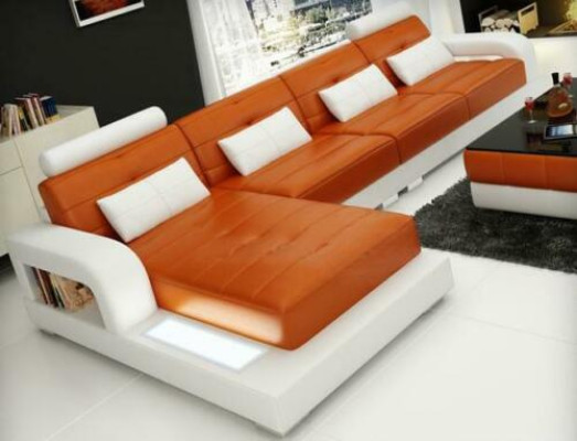 Ecksofa Sofa Couch Ledersofa Sitz Eck Garnitur Polster Wohnlandschaft