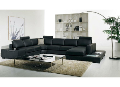 Ledersofa Designer Sofa U Form Wohnlandschaft Couch Deko Polster Ecksofa