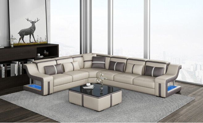 Ecksofa Sofa Couch Polster L-Form Wohnlandschaft Sitzgarnitur Sofas