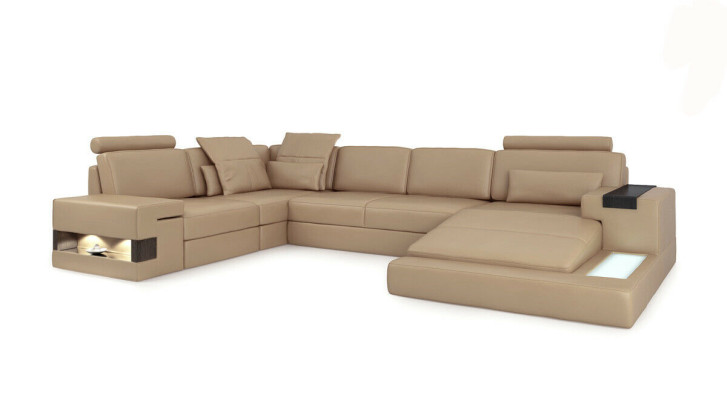 U Form Sofa Couch Polster Garnitur Wohnlandschaft Ecksofa Design Leder