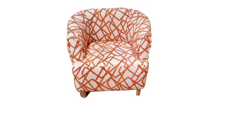 Designer Weiß Orange Sessel Gepolstert Wohnzimmer Einsitzer Möbel Luxe