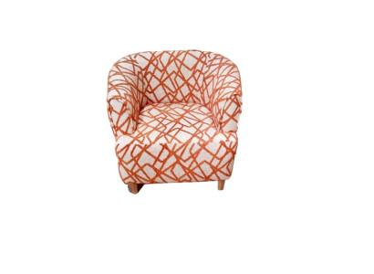 Designer Weiß Orange Sessel Gepolstert Wohnzimmer Einsitzer Möbel Luxe