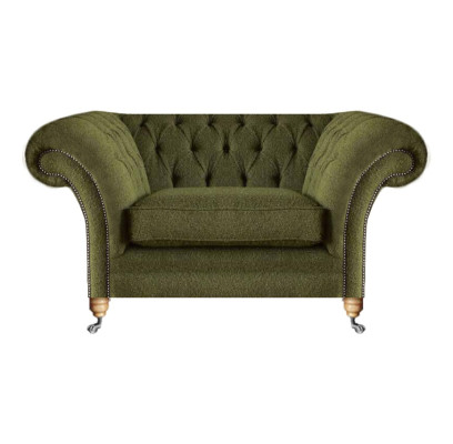 Luxus Sessel Modern Grün Wohnzimmer Polstermöbel Textil Sitz Chesterfield