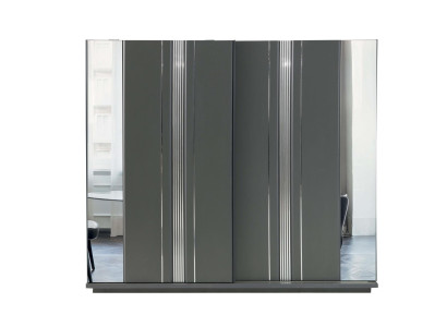 Moderner Grauer Glasschrank Designer Kleiderschrank Schlafzimmer Möbel
