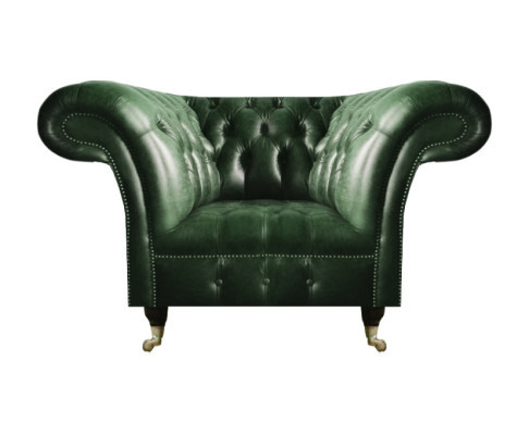 Grün Leder Sessel Wohnzimmer Chesterfield Luxus Polstermöbel Design Möbel