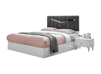 Weiß-Graues Modernes Doppelbett Schlafzimmer Betten Polster Edle Möbel