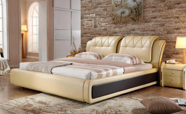 Luxus Schlafzimmer Bett Polster Design Doppel Hotel Betten Lederbett