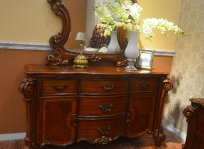 Buffet Anrichte Kommode Spiegel Echte Handarbeit Holz Barock Rokoko