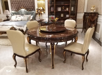Runder Esstisch 6 Stühle Stuhl Esszimmer Komplett Dekor Garnitur Barock