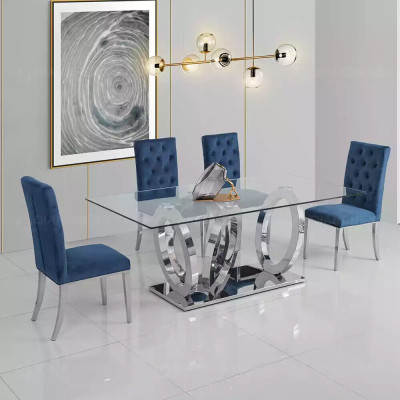 Moderner Designer Esszimmer Esstisch Küchentisch Glasplatte Stil Möbel