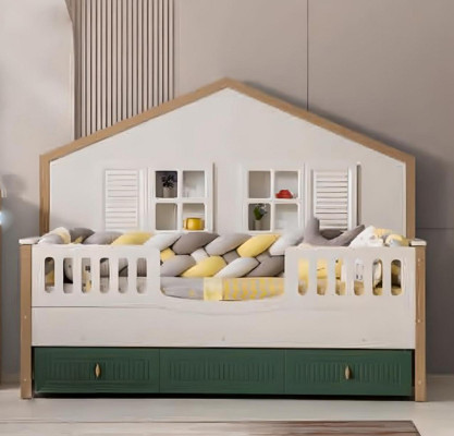 Bettrahmen Kinderbett 200 cm Bett Kinderzimmer Bettgestelle Helles Holz