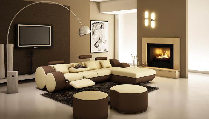Ledersofa Couch Wohnlandschaft L-Form Design Modern Sofa 3085