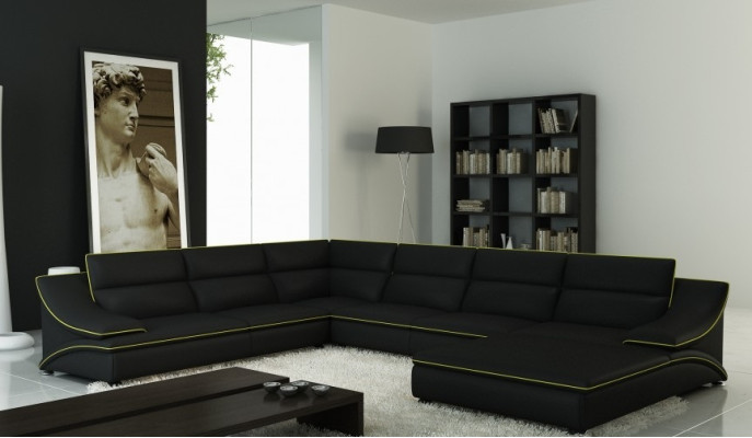 Ecksofa mit USB,Ledersofa Wohnlandschaft Couch Sitz Eck Garnitur U Form Eltmann