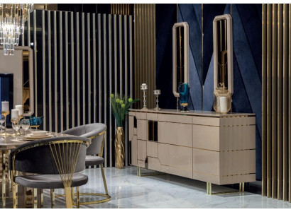 Hochglanz Kommode xxl Sideboard mit Spiegel Sideboards Holz Kommoden Möbel 2tlg
