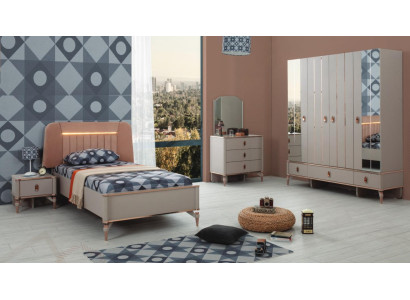 Jugenbett Kindermöbel Kinderbett Komplette Beige Holz Set 5tlg Modern