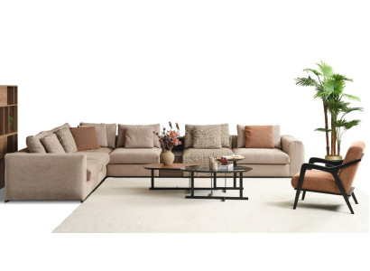 Ecksofa L Form Große Wohnlandschaft Sofa Beige Modern Polstersofa