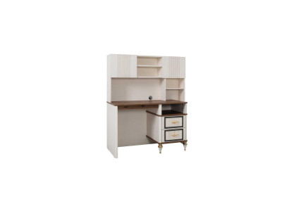 Schreibtisch Bürotisch Computertisch Beige Büromöbel Holz Tisch Regale