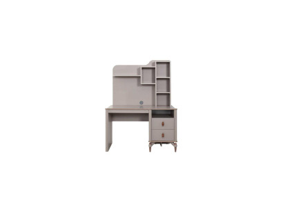 Schreibtisch Bürotisch Computertisch Beige Büromöbel Holz Tisch Regale
