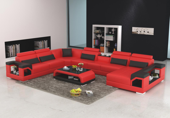 Designer Sofa Couch Ecksofa mit Hocker Polster Garnitur Wohnlandschaft U-Form
