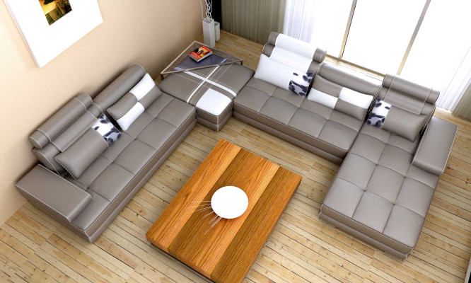 Sofas Wohnlandschaft Design Ecksofa Leder Neu U Form Sofa Couch Polster Garnitur